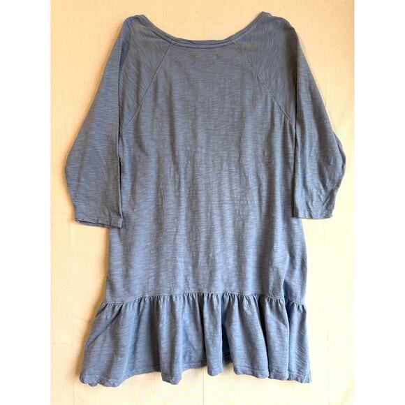 Lucky Brand Summer Dress XL Babydoll Empire Waist Cotton Blend Blue Flowy Tiered - Picture 3 of 7
